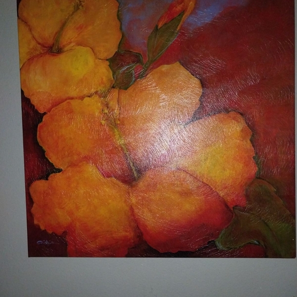 Vibrant Hibiscus ll 30 x 30 Signed Ghislaine Wall Art - Picture 7 of 16